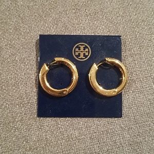 Tory Burch sculpted metal gold hoop earrings